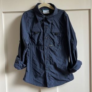 Columbia Omni Shade Long Sleeve Navy Blue Button Down Shirt